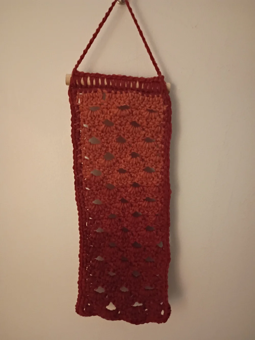 Red Crochet Wall Glasses Organizer Hanging Display